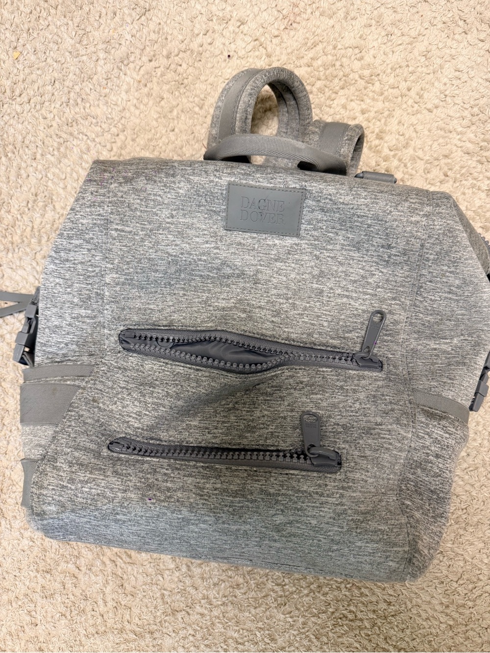Dagne Dover Heather Gray Men's Backpack with Front Zip Pockets